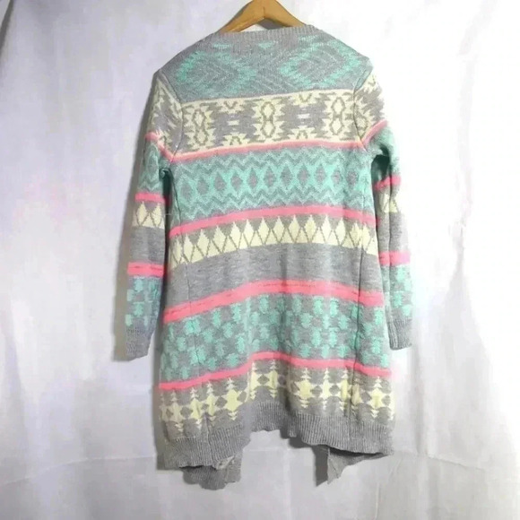Limelush Cool Sweater Pink Gray Blue White sz S/M Open Front - Picture 4 of 6